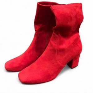 Silent D Red Suede Ankle Boots
